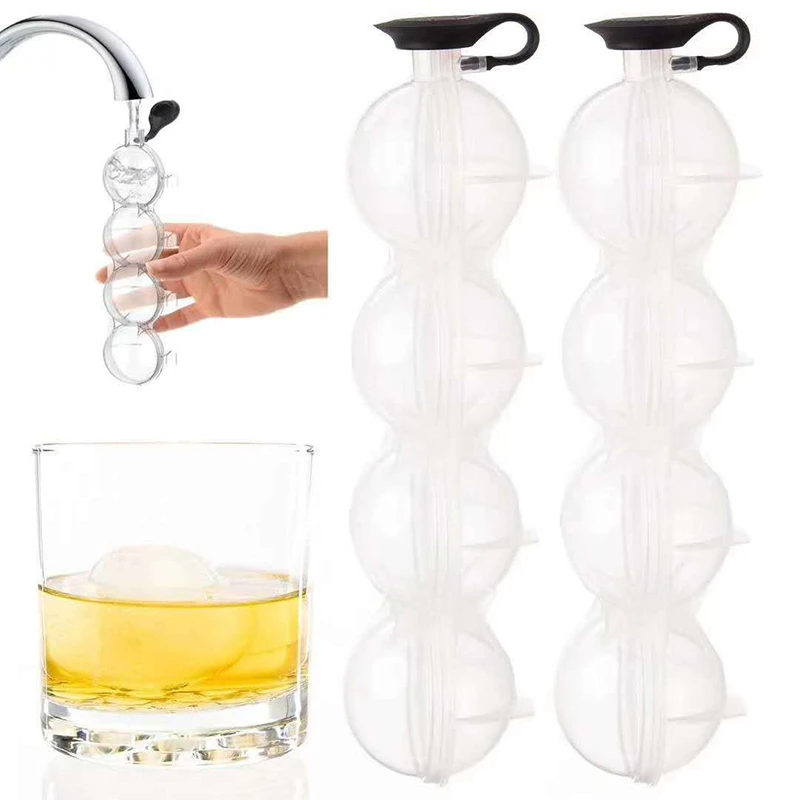 4 Cavity 5.5cm Big Size Ball Ice Molds Sphere Round Ball Ice Cube Makers Home Bar Party Kitchen Whiskey Cocktail DIY Ice Moulds