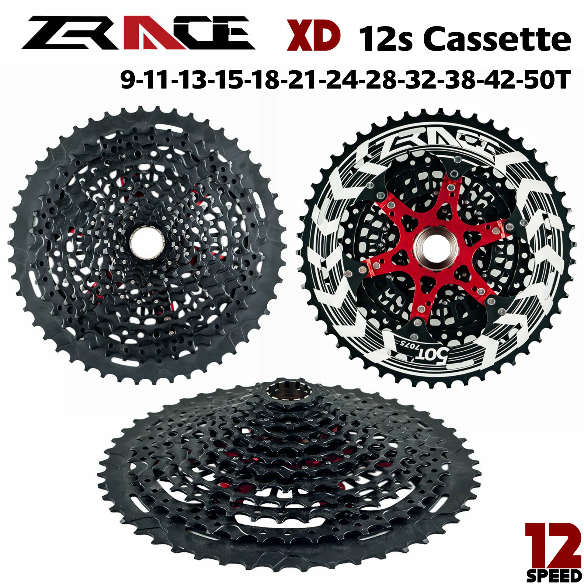 ZRACE ALPHA 12s XD Cassette 12 Speed MTB Bike Freewheel 9-50T - Black,Compatible SRAM XD freehub, XX1 X01 GX NX Eagle