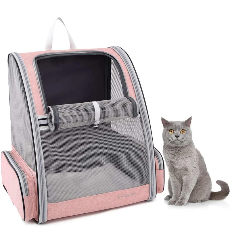 Foldable Pet Dog Carrier Bag Portable Breathable Carrier for Cat Mesh Zipper Double Shoulder Backpack for Travel Cat Accessories