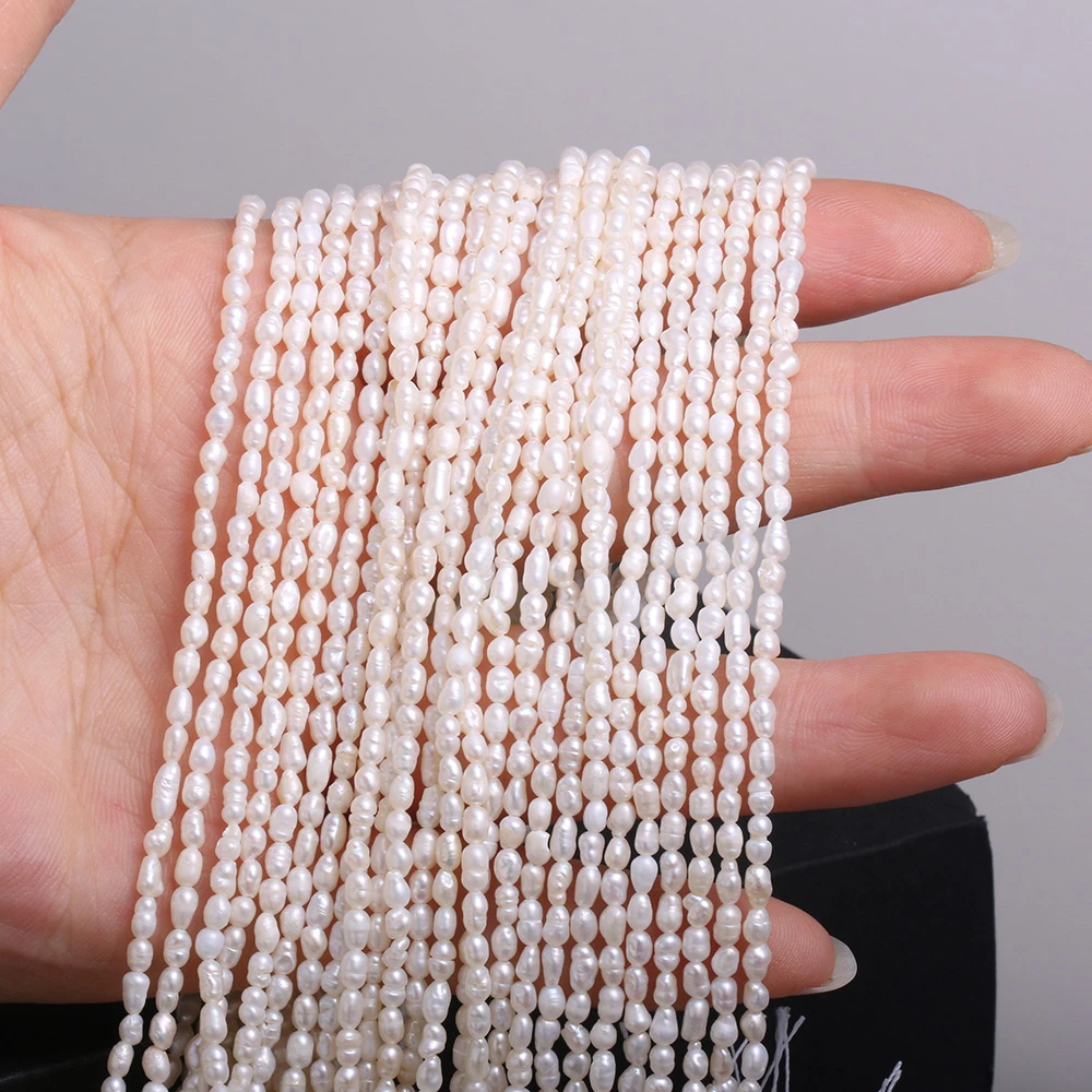 Natural Freshwater Pearl Beads Small Rice Shape for Jewelry Making DIY Necklace Bracelet Size 2-6mm