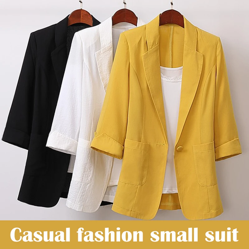 Hot Sale Cotton and Linen Long and Large Size Suit Jacket Loose Casual Fashion Suit Women'S Clothing NOV99