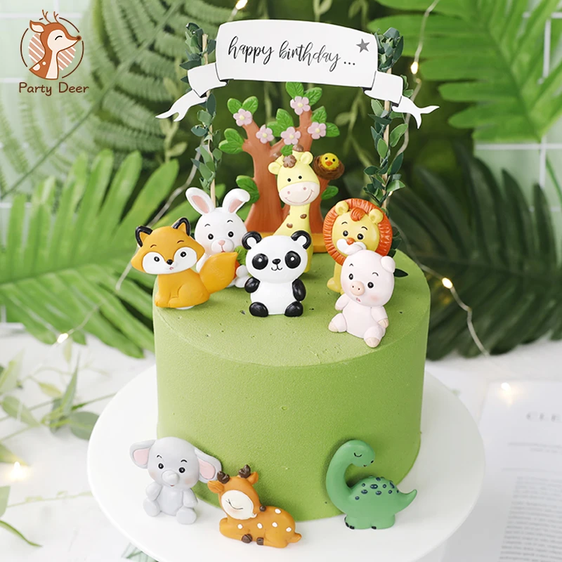 Bling Elephant  Animals Cake Topper Happy Birthday Gold Decoration for Children's Day Party Supplies Boy Girl Baking Sweet Gifts