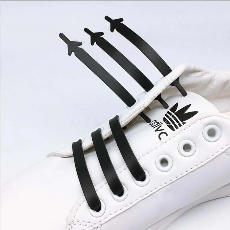 12pcs/Pack Shoes Accessories Elastic Silicone Shoelaces Creative Lazy Silicone Laces No Tie Rubber for Casual Sneaker
