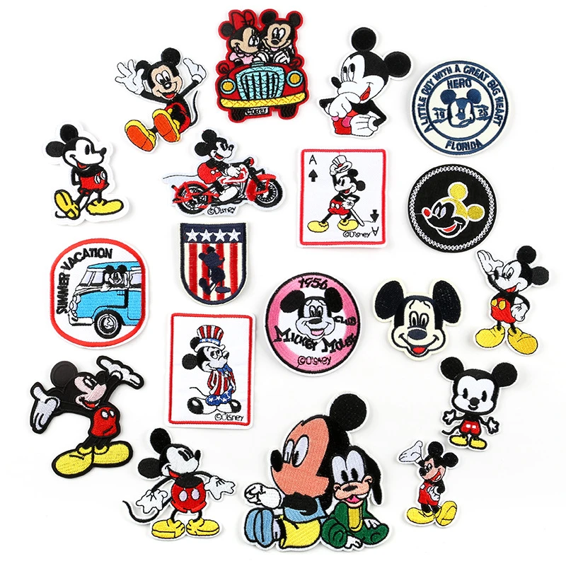 Mickey Mouse Patches Minnie DIY Apparel Sewing Disney Fabric Iron Patches Diy Decoration Clothes Cartoon Embroidered Applique