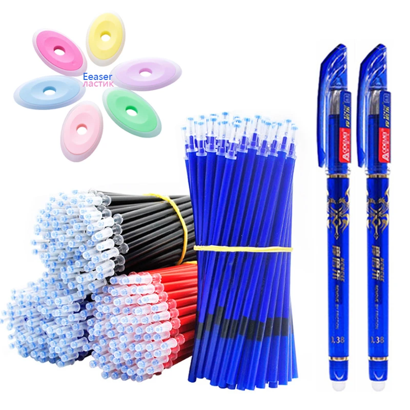 23/53Pcs Erasable Pen Set Washable Handle Black Blue Red Ink Writing Gel Pen Refill Rods For School Office Stationery Supplies