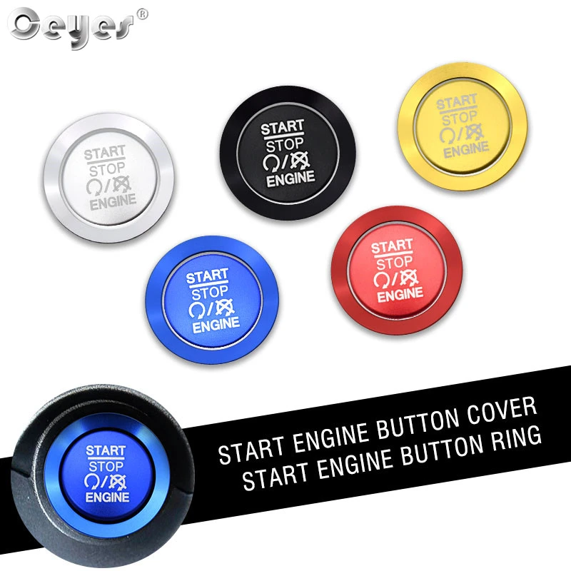 Ceyes Car Styling Interior Stickers For Jeep Commander Wrangler Grand For Dodge Auto Engine Start Stop Button Ring Cover Case