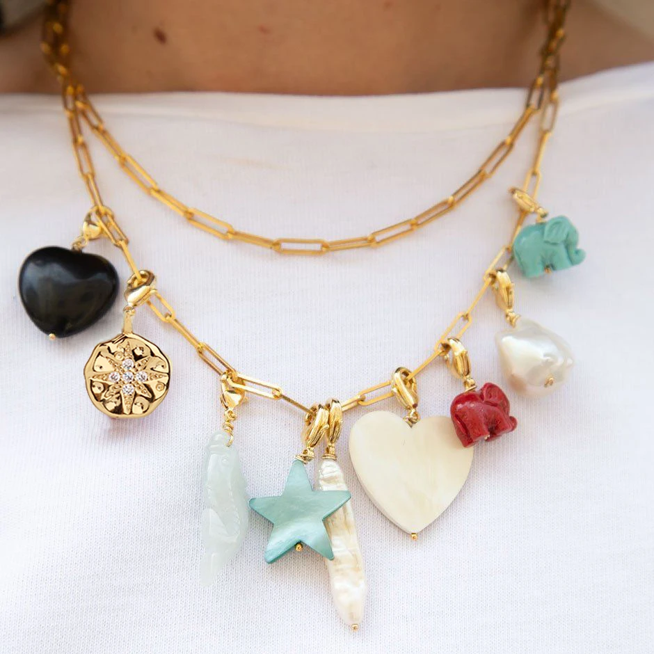 DIY fashion necklace for women can move charms heart star freshwater pearl pendant Wholesale Jewelry Dropshipping