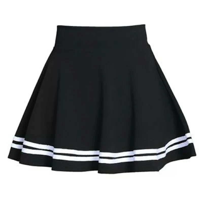 Summer 2020 Women Skirt Elastic Faldas Ladies Midi Skirts Pleated Black Sexy Stripe Girl Mini Short School Skirts saia feminina