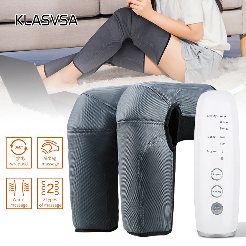 Leg Air Compression Massager Heated for Thigh Knee and Calf Circulation  3 Intensities 2 Modes 2 Temperatures Massage Relaxation