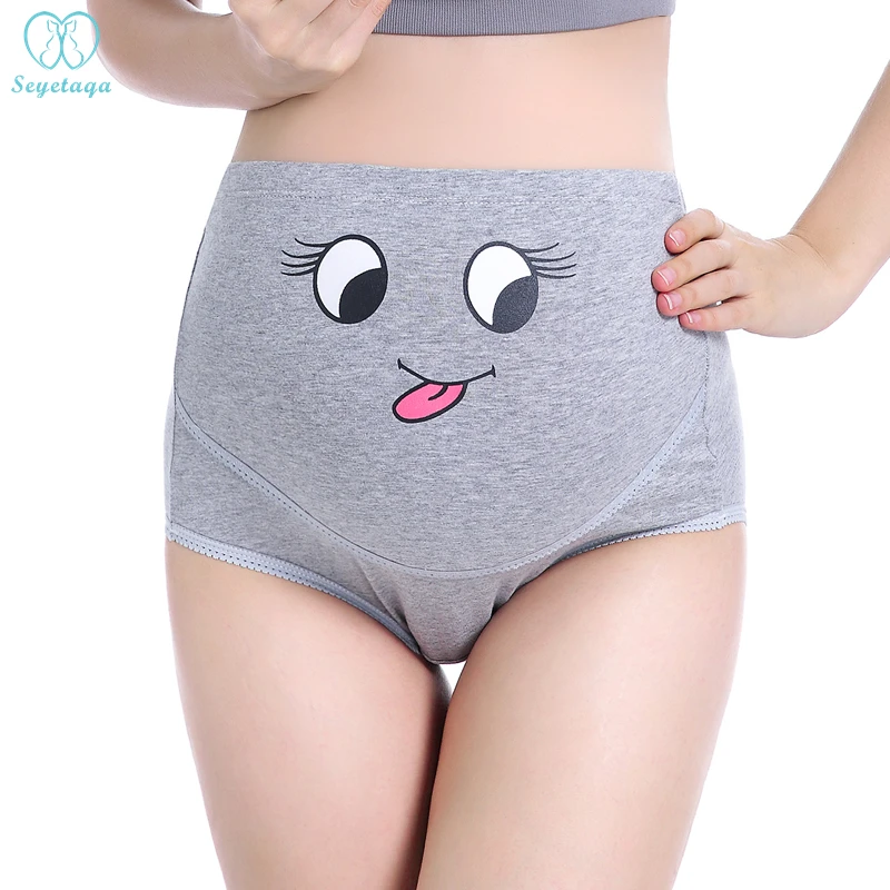 825# Cartoon Printed Cotton Maternity Panties High Waist Adjustable Belly Underwear Clothes for Pregnant Women Pregnancy Briefs