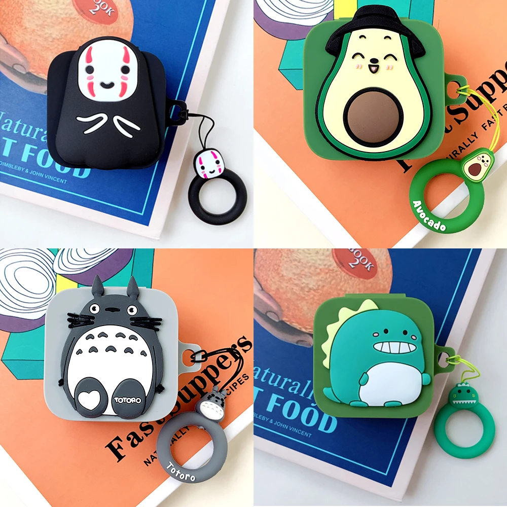 Cute Silicone Case for Xiaomi Air2 SE Case Wireless Earphone Case for Mi Air 2 SE Protective Cover With Finger Ring Lanyard