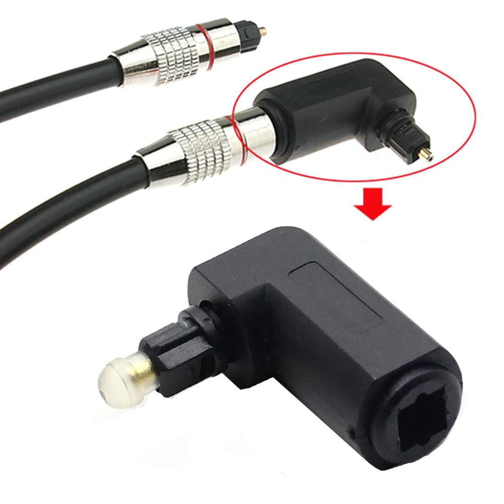 New Sale 90 Degree M/F Digital Optical Audio Cable Adapter Male to Female Right Angle 360 Rotates for Toslink Optical Cable