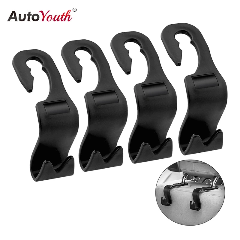 AUTOYOUTH 4Pack Car Vehicle Back Seat Headrest Organizer Hanger Storage Hook for Groceries Bag Handbag