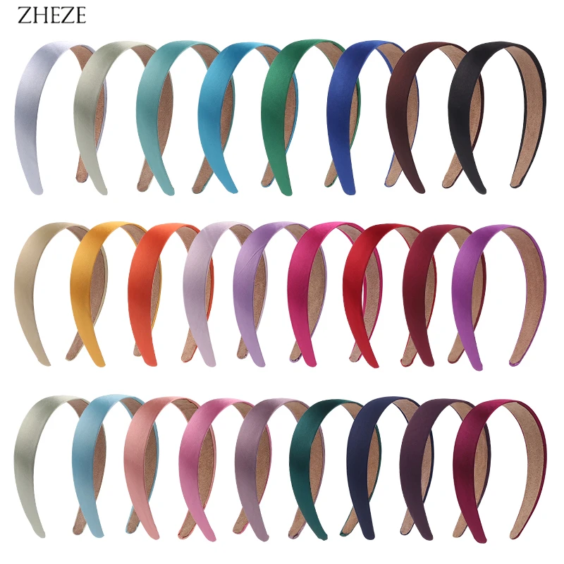 2Pcs/Lot  New Solid Color Satin Hairband For Girl 3cm/2cm Width Women Headband Hot Ribbon DIY Hair Accessories