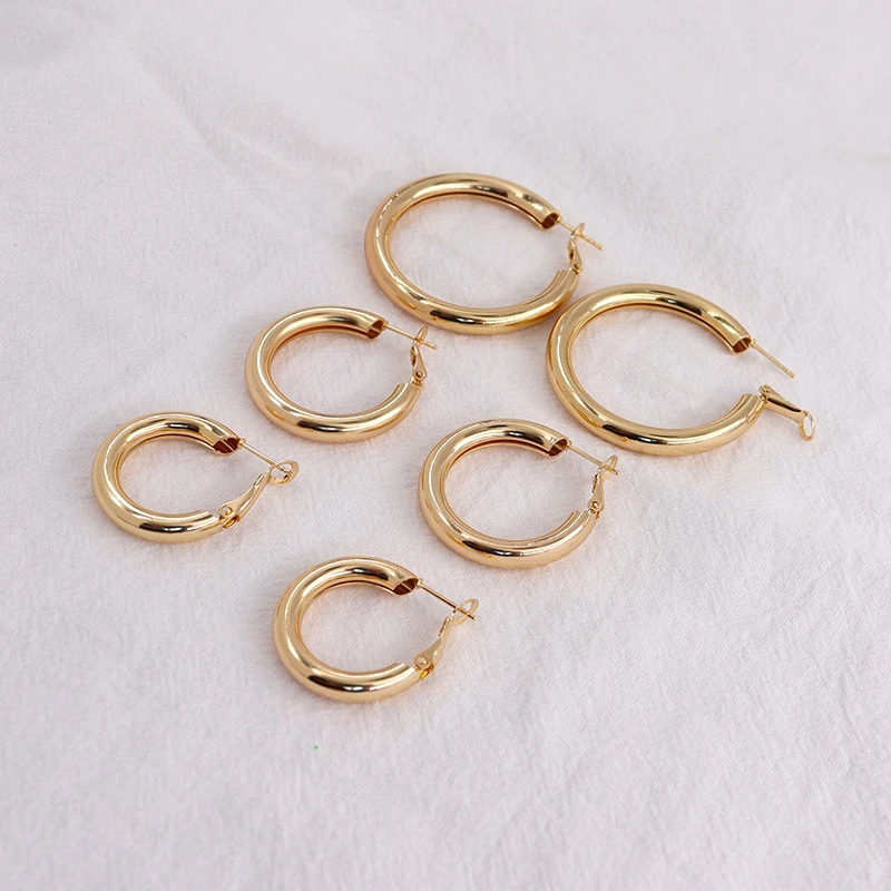 AOMU 1Pair Retro Simple Metal Gold Color Round Geometric Small Big Hoop Earrings for Women Party Jewelry Accessories Gifts