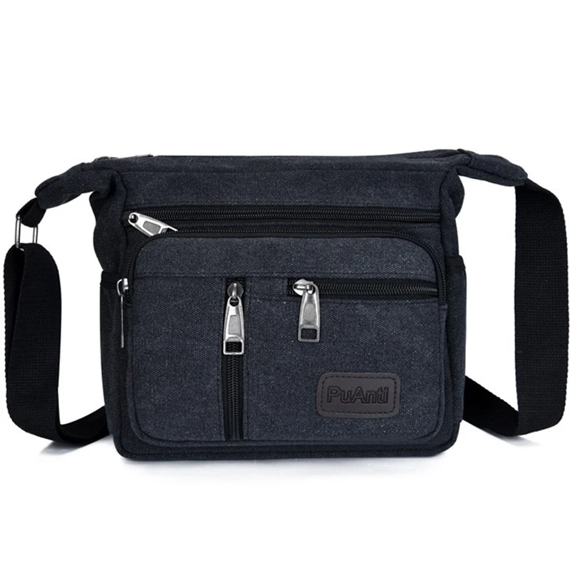 Man Canvas Casual Shoulde Bags Travel Crossbody Outdoor Bags Mens Tote School Retro Zipper Handbag