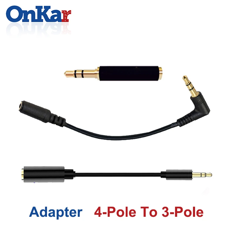 ONKAR 3.5mm Microphone Adapters 4 Pole to 3 Pole Converter Adapter Cable 3.5mm TRS Male To Female TRRS Audio Stereo Adapter