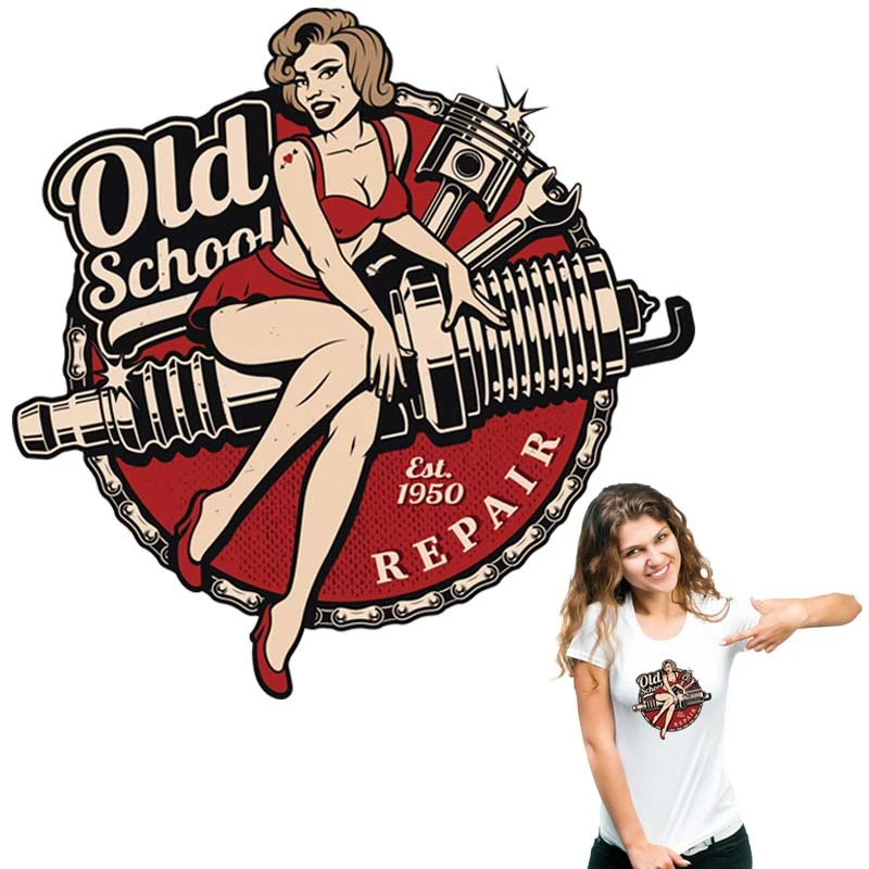 Old School Heat Transfer Washable Diy T-Shirt Clothing Stickers Stripe Iron On T-Shirt Dresses Jeans Thermal Sticker
