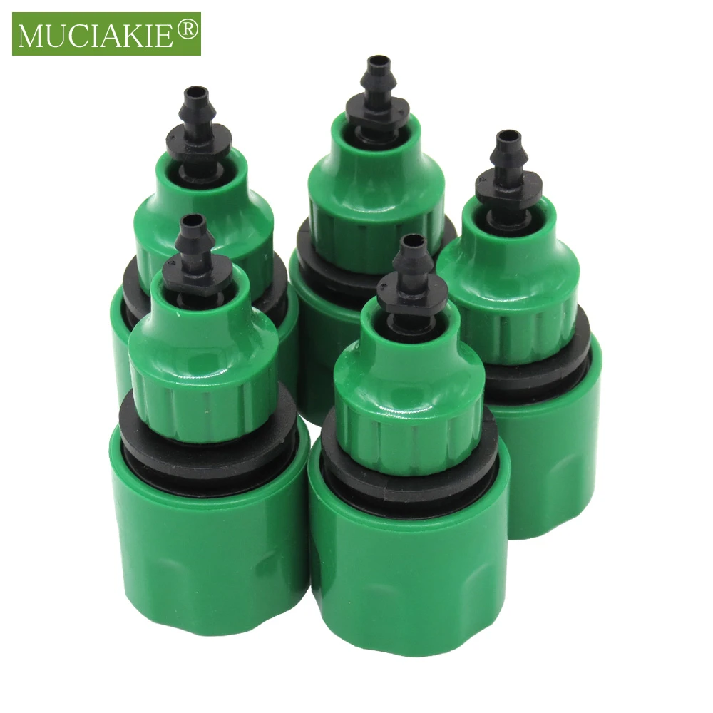 MUCIAKIE 2PCS Quick Coupling Adapter with 1/4 (ID 4mm) or 3/8'' (8mm) Barbed Connector Drip Tape for Irrigation Garden Watering