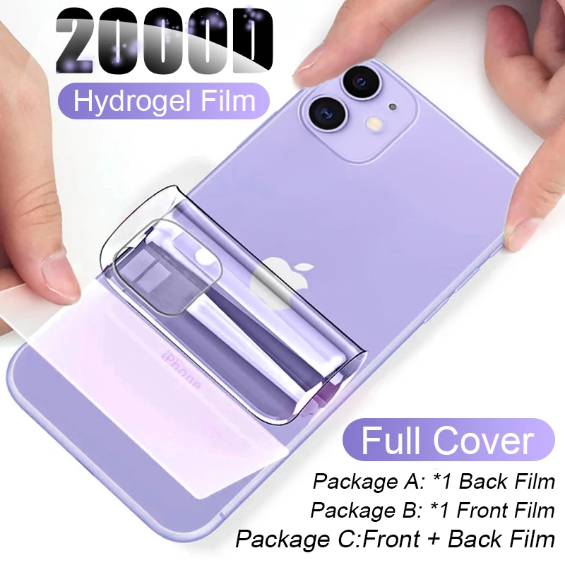 Full Cover Hydrogel Film For iPhone 13 12 11 Pro Max Screen Protector 12 13 Mini X XS XR 6S 7 8 Plus SE 2020 Back Film Not Glass
