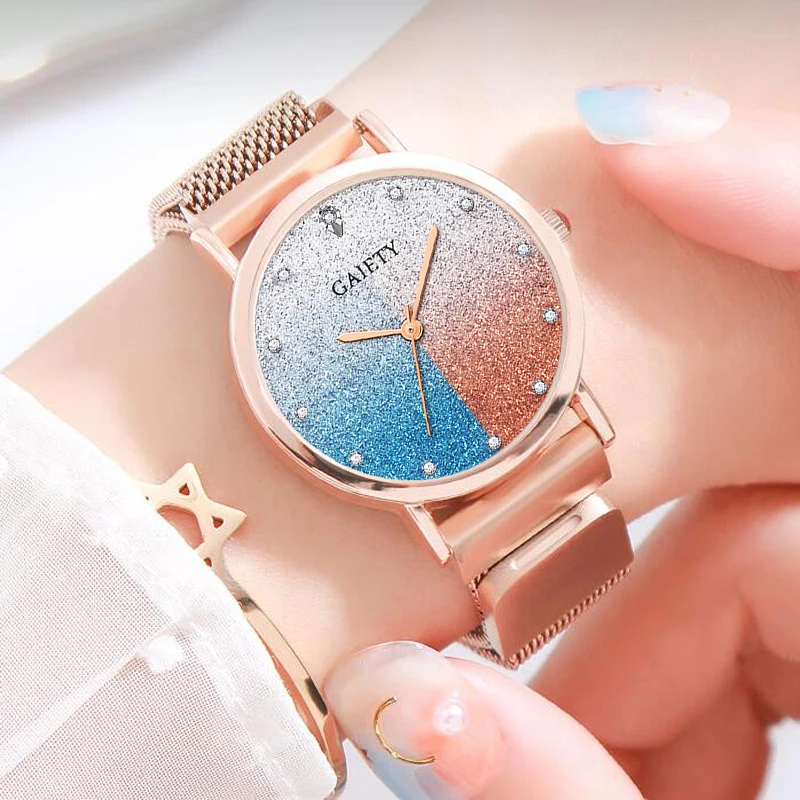 Gaiety Brand Watch For Women Alloy Belt Casual Simple Dial Starry Sky Luxury Quartz Wristwatches Gift Relogio Feminino