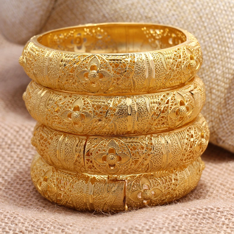 24k Selling Gold Bangle for Women Gold Dubai Bride Wedding Ethiopian Bracelet Africa Bangle Arabic Jewelry Gold Charm Bracelet