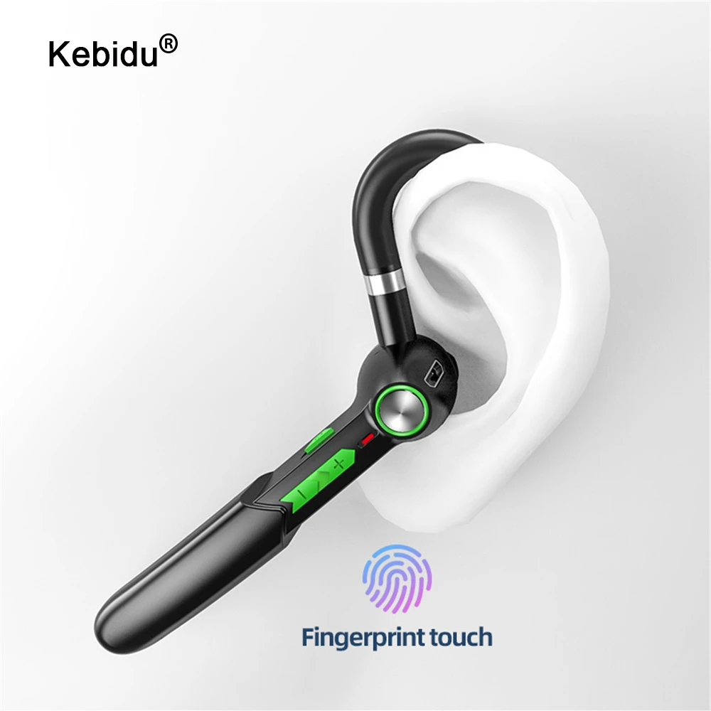 Handsfree 5.0 Bluetooth Headset Fingerprint Touch HIFI Wireless Earphone for iPhone Xiaomi Waterproof Earpiece With Mic HD Call