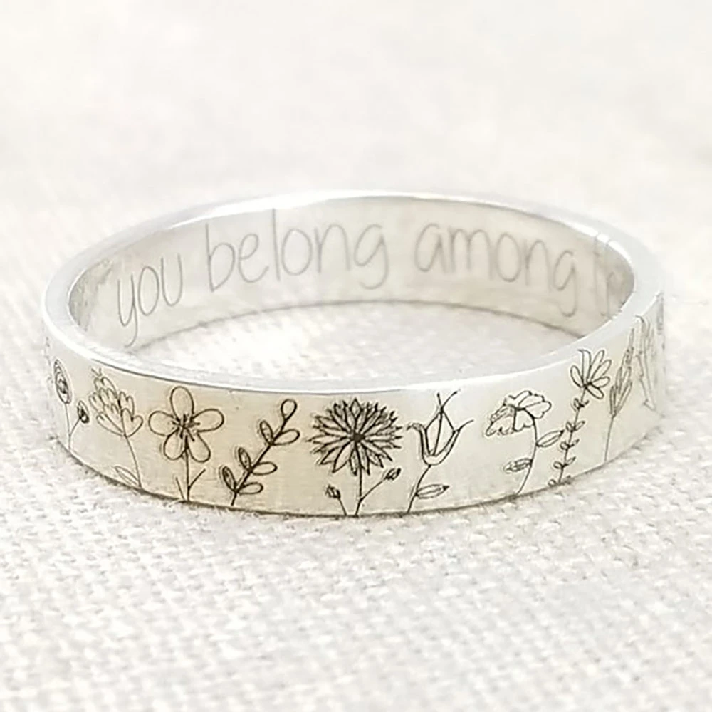 Fashion Wildflowers Rings for Women Simplicity Carved Dandelion Flower Ring Floral Daisy Daffodil Ring for Girls Statement Gift