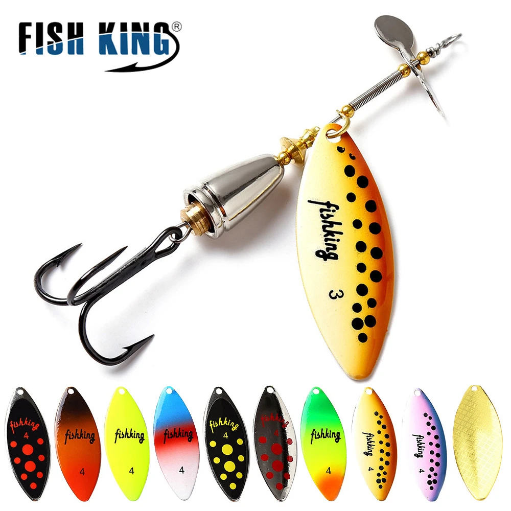 FISH KING 10 Colors Long Cast Spinner Bait Copper Material With Helieal Blade And Hooks Pike Fishing Lure