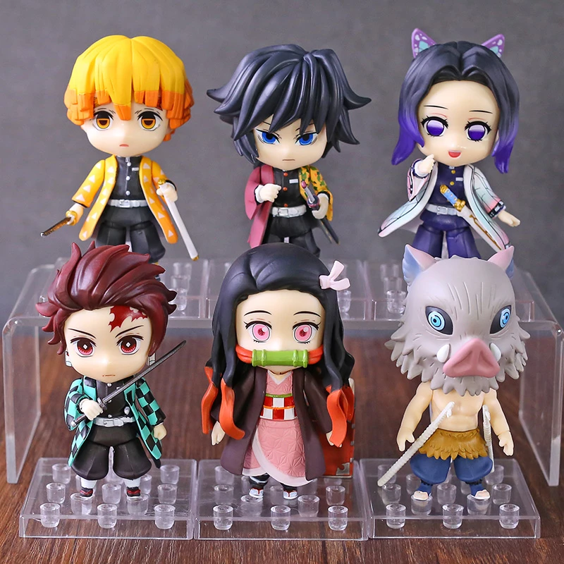 Kimetsu No Yaiba Tanjirou Nezuko Inosuke Zenitsu Giyuu Shinobu PVC Action Figures Q Version Figurine Toy