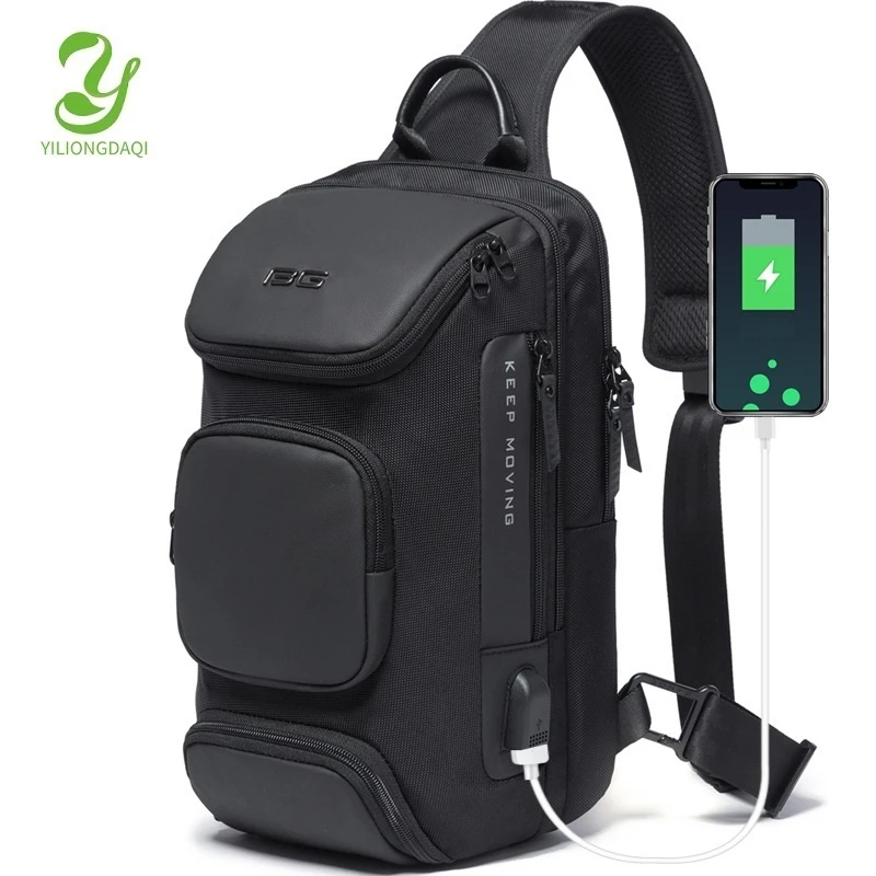 YILIONGDAQI 2020 Hot Sell Men Sling Bags Waterproof Crossbody Bag Multifunction Shoulder Bags with USB Charging Port