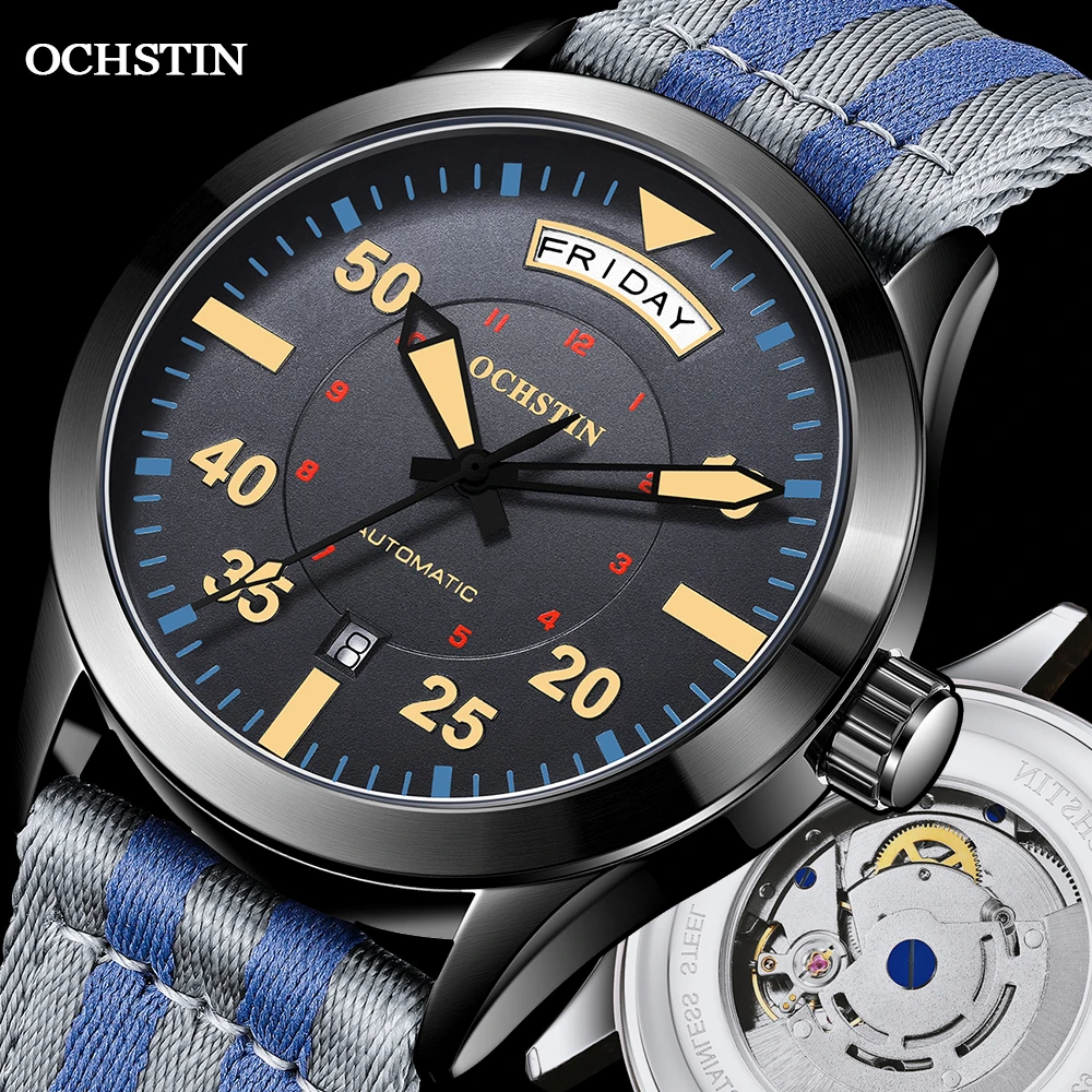 Modern Men's Watches 2020 Pilot Automatic Mechanical Wristwatch Military Luxury OCHSTIN Date Week Double Display Gifts For Male