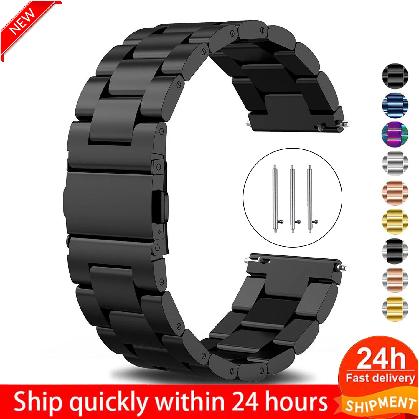 18mm 22mm 20mm 24mm Watch Band Stainless Steel Straps For Galaxy watch 3 41MM 45MM active2 44mm 40mm Gear S3 Huawei Amazift bIP