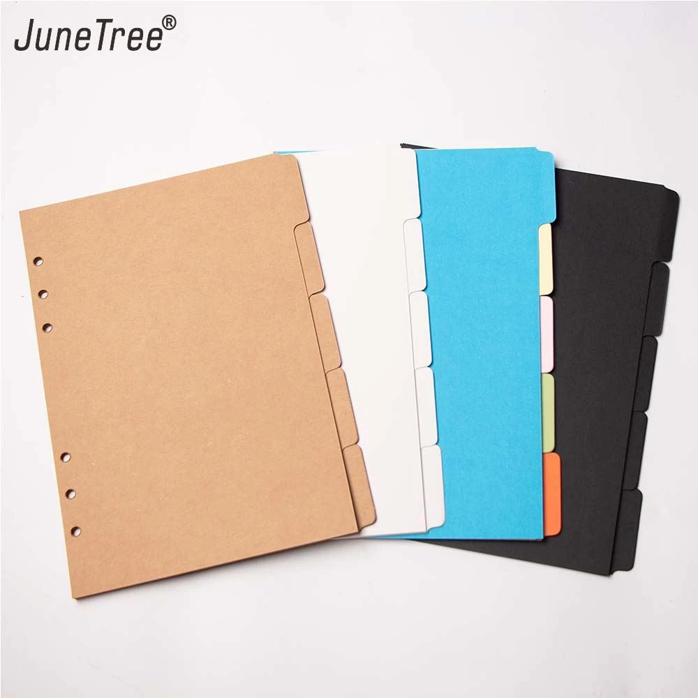 Colorful thick paper Separator Rings Notebook 6 hole Index Page A5 A6 Loose Leaf Diary Categories Clapboard journal