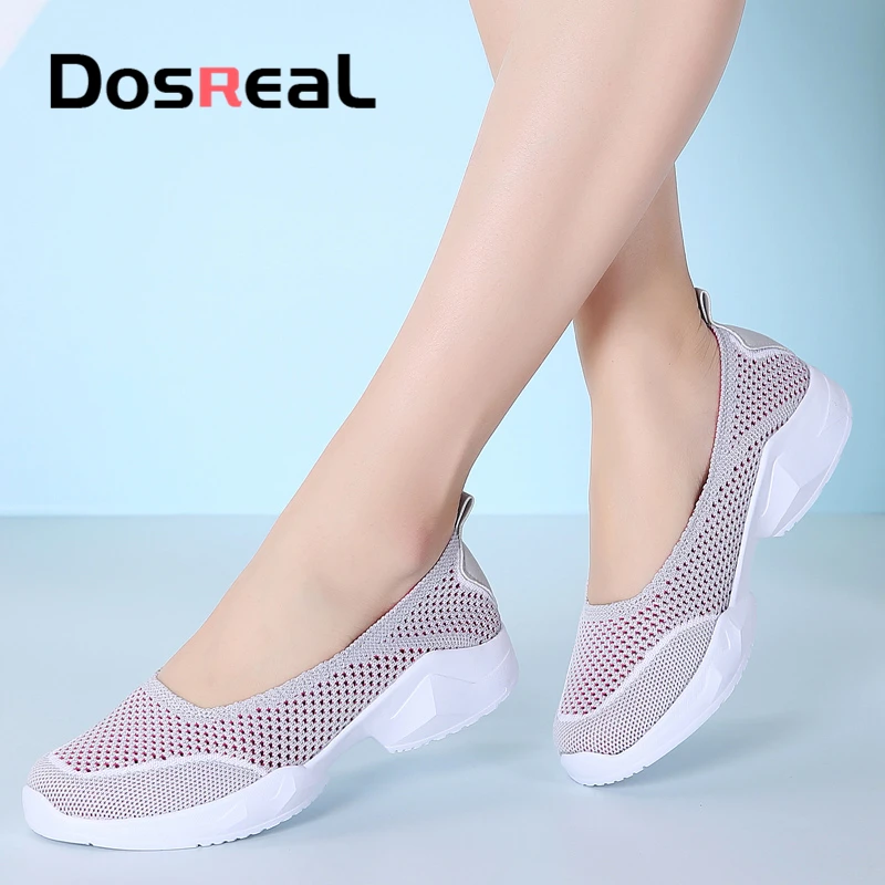 Dosreal New Arrival Women Fashion Flats Shoes Summer Breathable Shallow Sneakers Shoes Cute Slip on Walking Shoes For Female Big