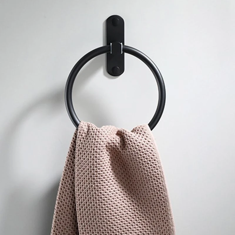 Black Space Aluminum Towel Holder Round Towel Ring Wall Mounted Towel Rack Shelf for Home Hotel Bathroom Accessories