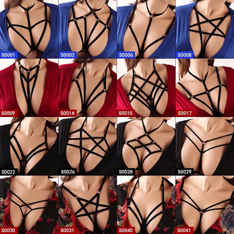 Undefined Sexy Outfit Woman Erotic Hot Stocking On The Body Sexy Harness Bra Chest Bondage Lingerie Cage Bra Gothic Garter Belt