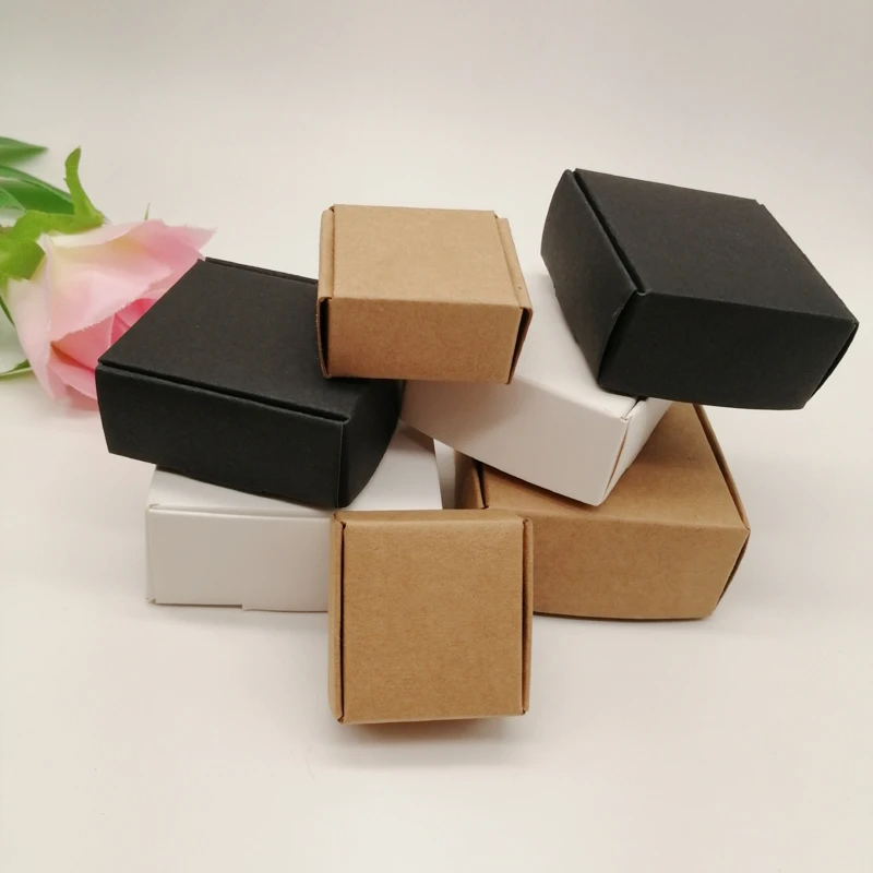 10pcs Black/White/Kraft Paper Box for Packaging Earring Jewlery Box Gift Cardboard Boxes Diy Jewelry Display Storage Packing Box