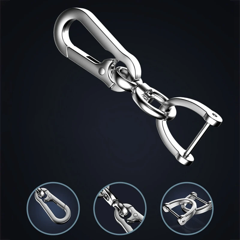 Car Keychain Creative Simple Strong Carabiner Shape Keyring Climbing Hook Key Stainless Steel Man Unisex Gift Auto Interior