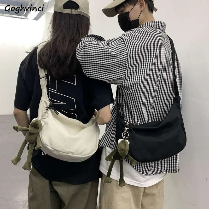 Crossbody Bags Men Solid Canvas Fashion All-match Multi-function Harajuku Casual Shoulder Bag Korean Style Simple Daily Chic Ins