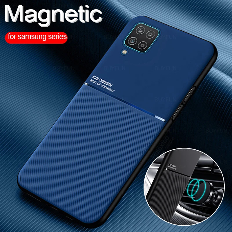 Matte Leather Case For samsung a12 Cases For samsung galaxy a12 a 12 Phone Covers for samsunga12 Magnetic Car Holder Cover Coque