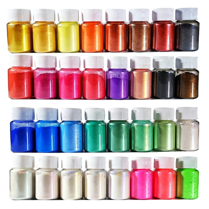 32 Colors Cosmetic Grade Pearlescent Natural Mica Mineral Powder Epoxy Resin Dye Pearl Pigment Drop Shipping