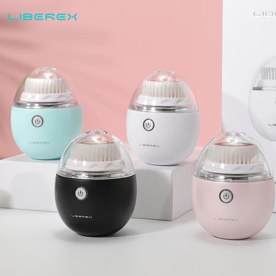 Liberex Facial Cleansing Brush Sonic Electric Face Cleansing IPX7 Waterproof Soft Deep Pore Massage 3 Heads Wireless Charging