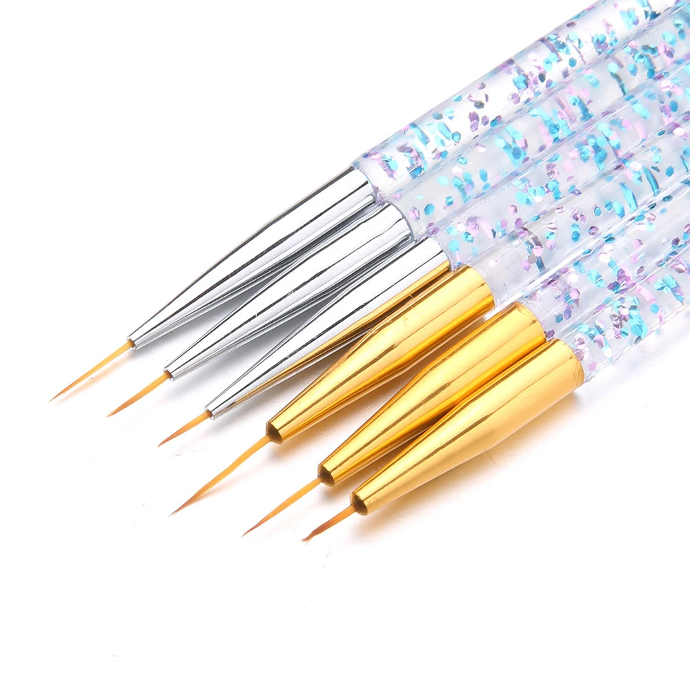 3Pcs/Set UV Gel Drawing Painting Pen Nail Art Line Drawing Brush Gold Sliver Handle French Design Manicure Nail Art DIY Tools