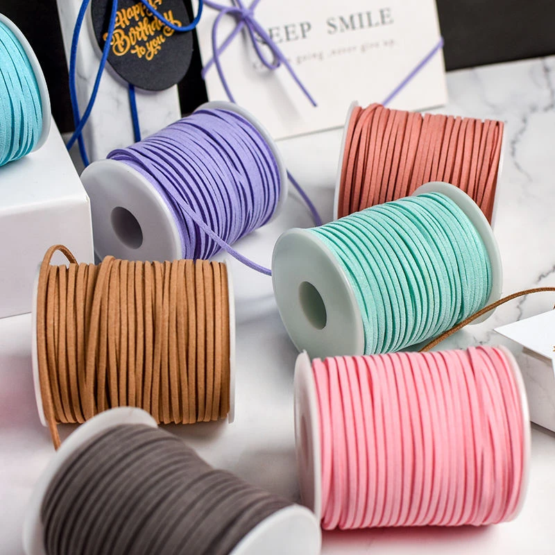 5yards/lot 3 mm Flat Faux Suede Braided Cord Korean Velvet Leather Handmade Thread String Rope For DIY Jewelry Making Supplies