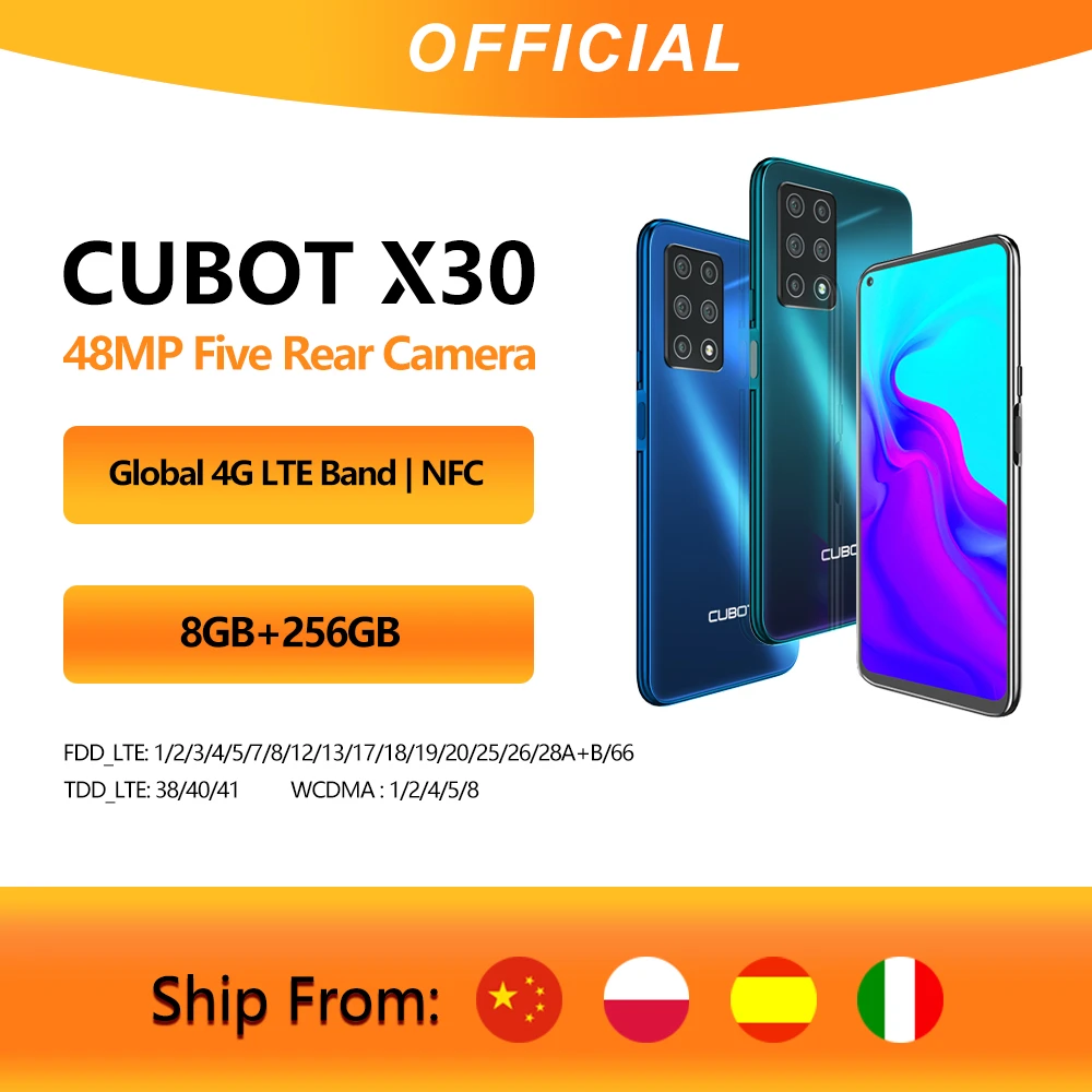 Cubot X30 Cellphone Global Version 48MP Five Camera 32MP Selfie 8GB 256GB NFC 6.4