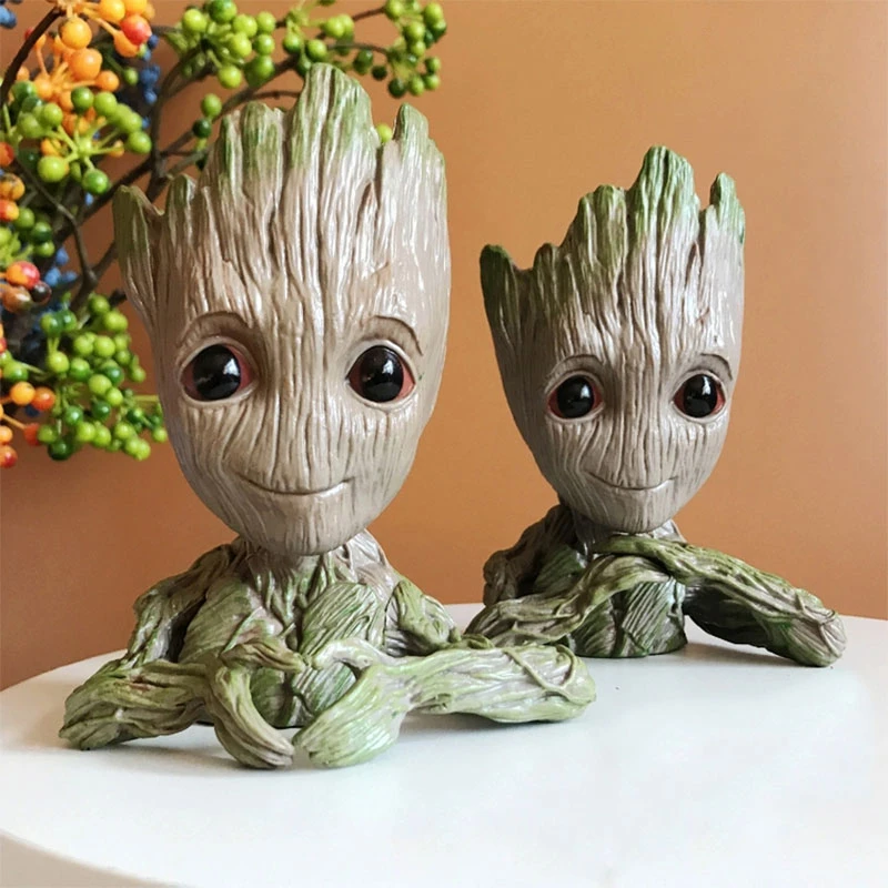 Fashion Groot Figurines Miniature Model Home Decoration Groot Flower Pot Pen Case Sundries Holders Desktop Decoration Ornament