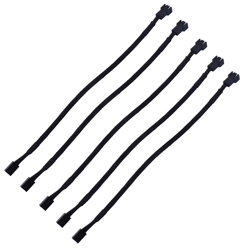 5 Pcs Sleeved Fan Extension Cable 3 Pin Braided Professional Computer Power Wire 27cm Male To Female Connector Case