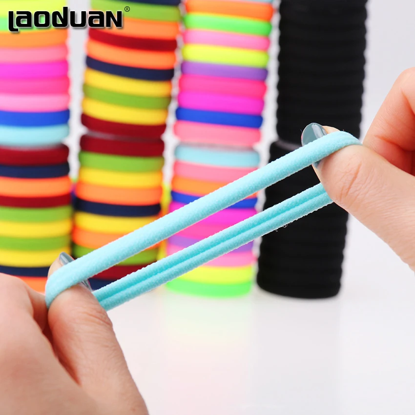 20pcs/lot Candy Fluorescence Colored Hair Holders High Quality Rubber Bands Hair Elastics Accessories Girl Women Tie Gum