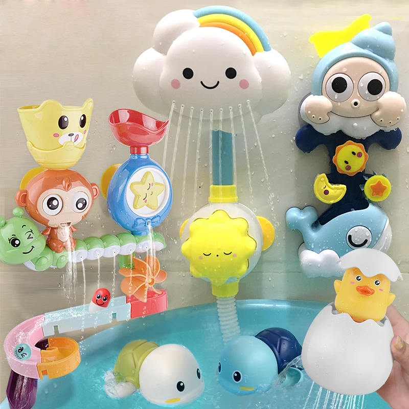 QWZ New Water Spray Bath Toys Baby Bathroom Bathtub Faucet Shower Toys Strong Suction Cup Childern Water Game For Kids Gifts